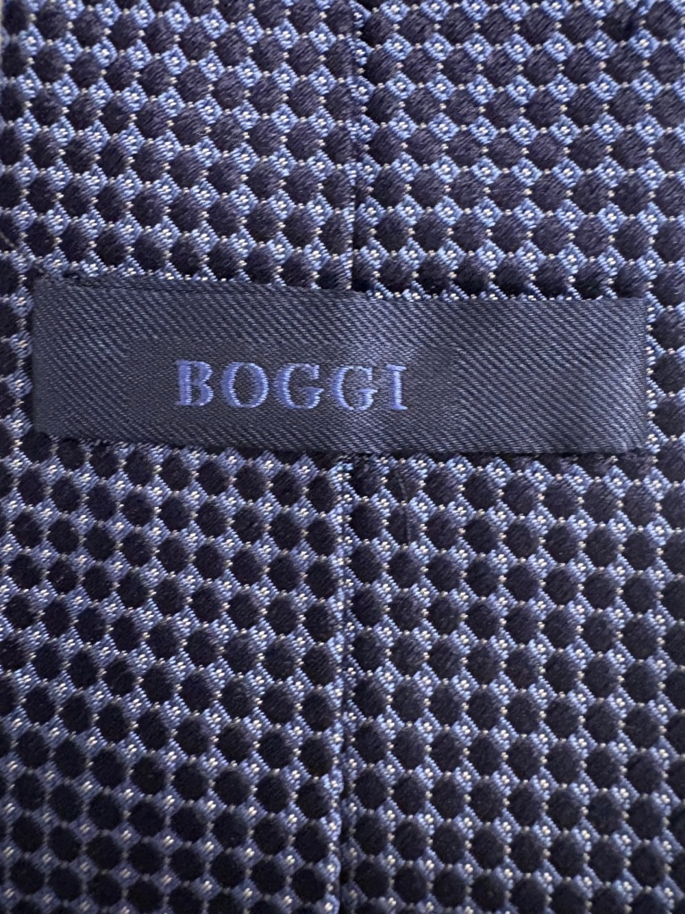 Boggi Milano Navy Blue Textured Micro-Pattern Silk Tie